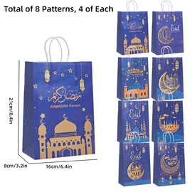 Colodeol Colodeol 32 Pcs Eid Mubarak Gift Bags, Ramadan Gift Bags Paper Eid Goody Bags with Handles Ramadan Treat Party Favors Supplies Eid Party Decoration