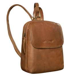 STILORD 'Valentina' Small Backpack Leather Women Vintage Daypack Ladies Mini Backpack Handbag ideal as XS Travel Bag Shopping Bag Rucksack Bag Genuine Leather, Colour:mocca - dark brown