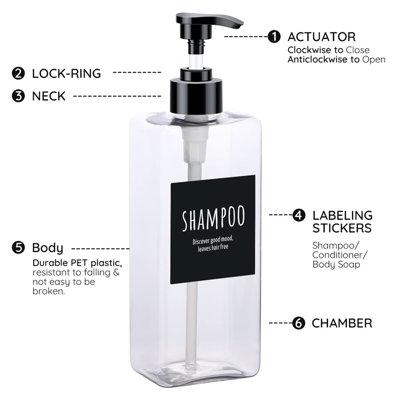 Segbeauty Soap Dispenser, Pack of 3, 500 ml Shampoo Bottles,