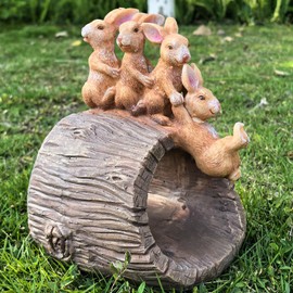 Ahbuohe Decorative Gutter Downspout Extensions Statue,3" x 4" Downspout Extension Sculpture,Rabbit Decorative Rain Gutter Downspout Extension Figurine Decor Sculpture for Lawn Yard