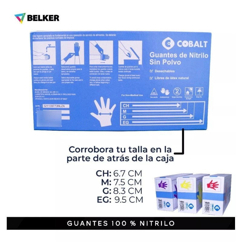 Cormedic Guantes 100 % Nitrilo Sin Polvo 10 Cajas /100