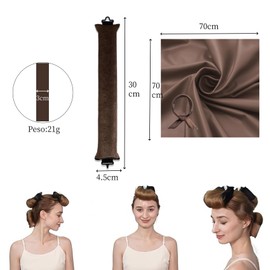 SUFFIC 4 Pcs Rizador de Pelo Sin Calor con 1 Pcs Bufanda de Seda,Rizador de Pelo para Dormir,Rizadores de Cabello Tubos para Ondas Naturales,DIY Styling Tools Hair Curlers Kit (Marrón, Mediano)