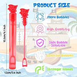 LOMIMOS 24Pcs Mini Bubble Wands,Pirate Bubble Wands Party Favors for Kids Classroom Exchange Prizes Gifts Pirate Party Treasure Hunts Nautical-Themed Events Holiday Outdoor Toys Goodie Bag Filler