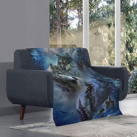 xixirimido Wolf Throw Blanket Durable Plush Fleece Sherpa Throw for Boys Girls Office Soft Flannel Throws Bedding Soft Comfy