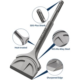 Firecore Tile Chisel SDS Plus 195 mm x 70 mm, SDS Plus Chisel Angled, Flat Chisel Wide for Tile Removal, for Hammer Drill, Wide Chisel