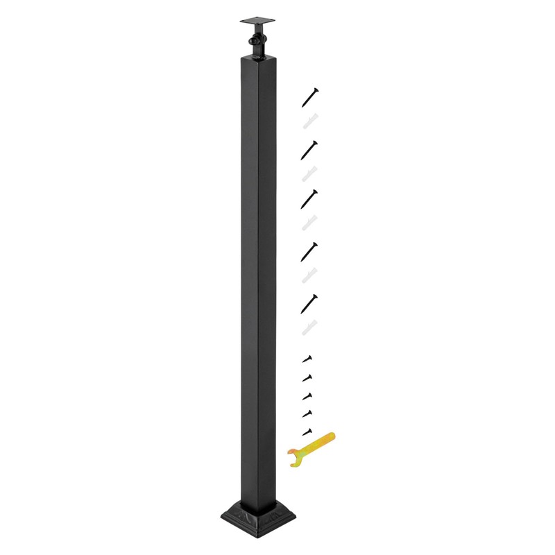 Square Iron Stair Balusters Post - Adjustable 270° Angle Bracket