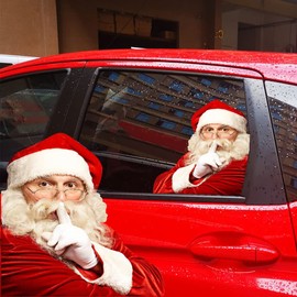MIOLOE 2 PCS 3D Santa Claus Car Rear Window Sticker Car Window Stickers Christmas Decoration Vehicle Rear Window Funny Stickers Right and Left-Side Window PVC Sticker Decals (Red)