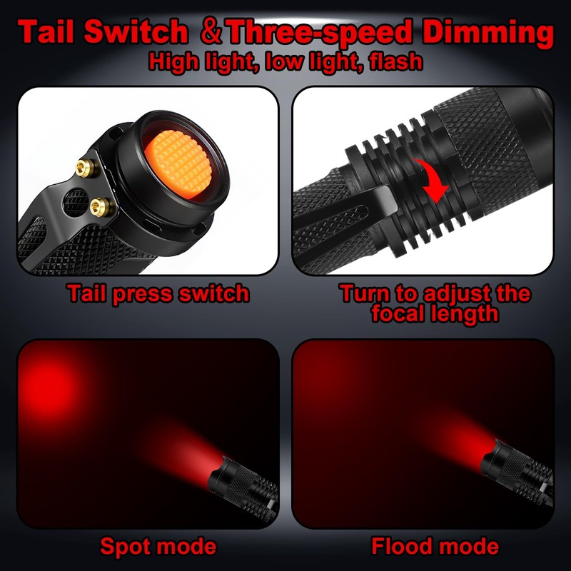 Retisee Red Light Flashlight with Protective Glasses LED Single Mode