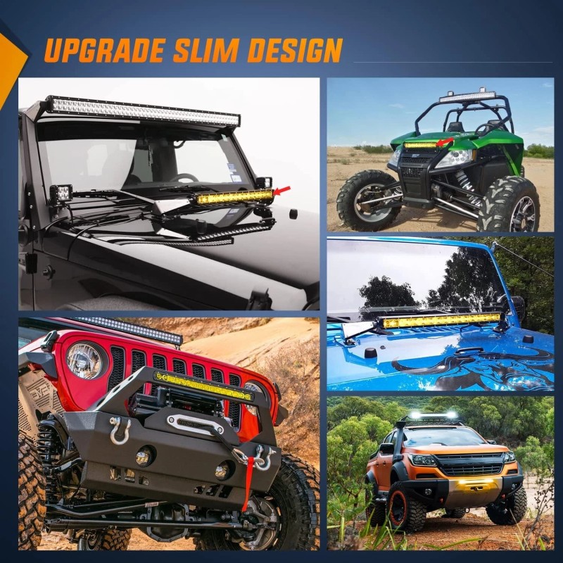 Nilight 17 Inch Amber Single Row Led Light Bar Super