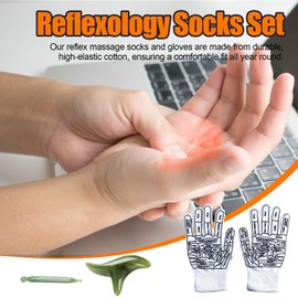 Reflexology Socks with Tools | Reflexology Chart Socks, Trigger Point Massage Tool | Fatigue Relief, Soothing Manual Feet Hand Massagers for Adults Seniors