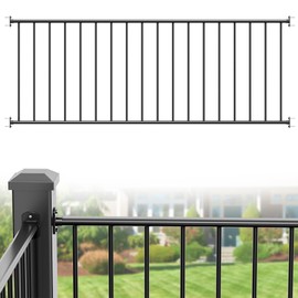 Aluminum Railing Kit, Indoor & Outdoor Railing for Deck, Guard Rail Kit Universal for Wooden Stairs Rails, Concrete Steps & Porch & Deck, Easy to Install, Not Include Post(36in, 6ft)