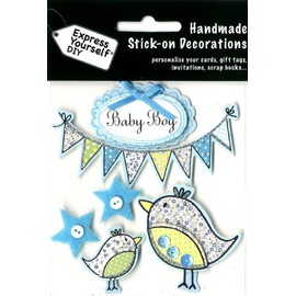 Express Yourself MIP "Baby Boy Banners and Birds 3D Stickers, Acrylic, Multicoloured, 3-Piece