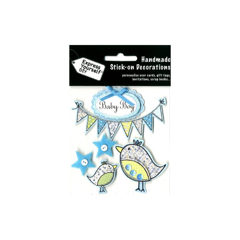 Express Yourself MIP "Baby Boy Banners and Birds 3D Stickers,