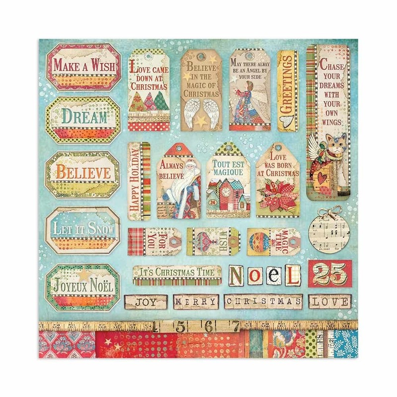 Stamperia International Stamperia-Mini Scrapbooking Pad-Christmas Patchwork, Green and Red, 8