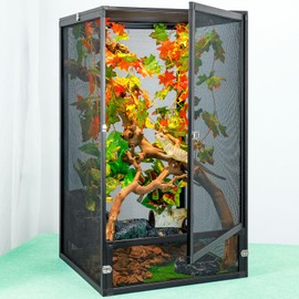 BINANO 45 Gal Detachable and Foldable Reptile Butterfly Cage Terrarium, 360° Observation, Airflow, Interaction in Gecko Tank for Crested Geckos, Leopard Geckos, Chameleons, Bearded Dragons