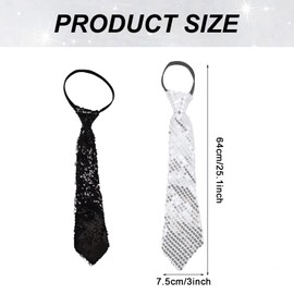 EUPSIIU Pack of 2 Sequin Tie, Glitter Stag Night Accessories for Men and Women, Glitter Tie with Elastic Band, Sequin Costume for Disco, Carnival, Party, Dance, Performance, 2 pieces.