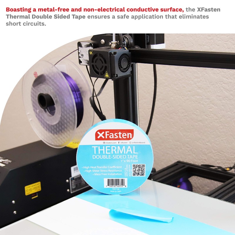 XFasten Thermal Double-Sided Adhesive Tape, 1 Inch x 90 Feet,