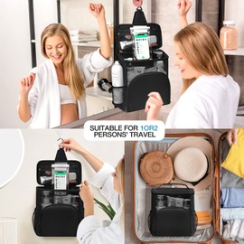 BINSUNS Portable Shower Caddy Toiletry Organizer - Hanging Toiletry Bag Mesh Shower Caddy Tote Bag with Phone Holder Quick Dry for College Dorm Gym Camp(Black)