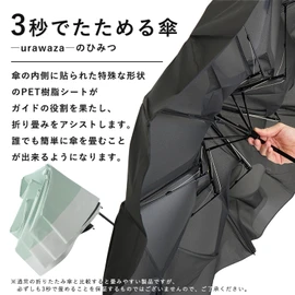 Moonbat 30245 3 Second Urawaza 100 UV Protection, Sun or Rain, Parasol, Folding Umbrella, 21.7 inches (55 cm), Border, Pink