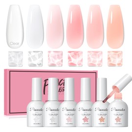 Peacecolor Builder Nail Gel for Nails 6 Colors Pink Clear Nude Orange Builder Nail Gel Kit Apex Thickening Extension Strengthen Rubber Base Gel Polish DIY Salon at Home