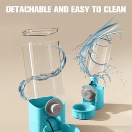 Hanging Automatic Food Feeder and Water Dispenser Bunny Gravity Feeding Station Waterer Set Self-Dispensing Feeder for Rabbit,Ferret,Guinea Pigs Chinchillas Hedgehog (Blue Food+Water Dispenser)