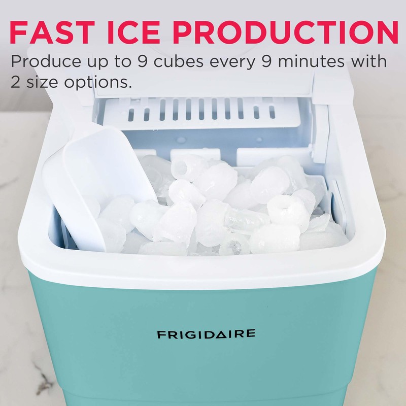 Frigidaire EFIC108-Blue Compact Ice Maker, Counter-top Portable, 26 lb per