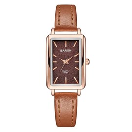 ALCENTIS - Women's Rectangular Watch - Quartz Movement - Leather Strap - Brown Strap - Brown Dial - Classic, Brown Strap - Brown Dial, Classic