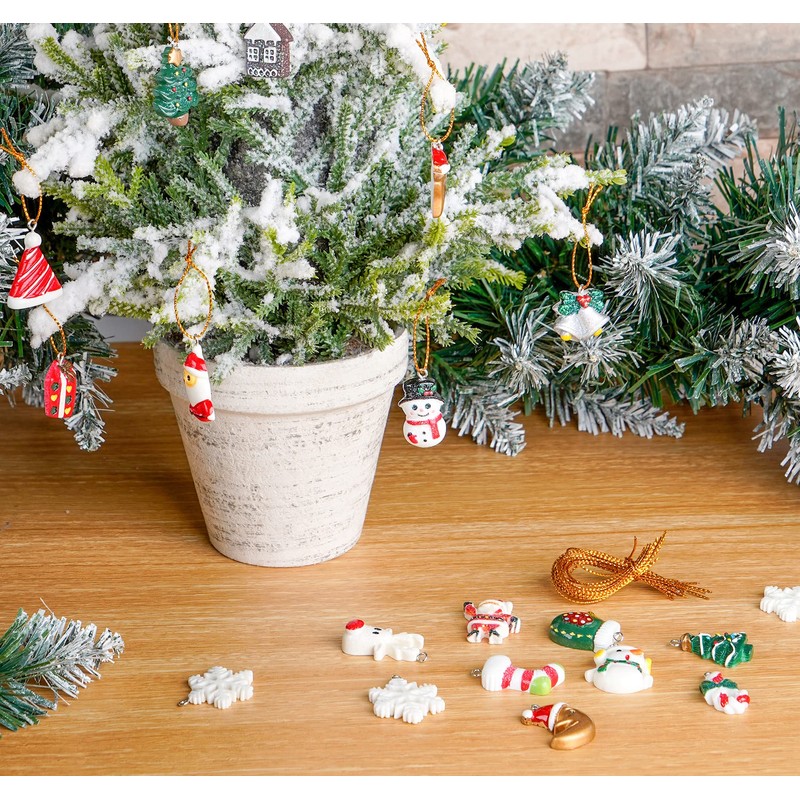 36Pcs Mini Christmas Ornaments Resin DIY Christmas Tree Hanging Decorations