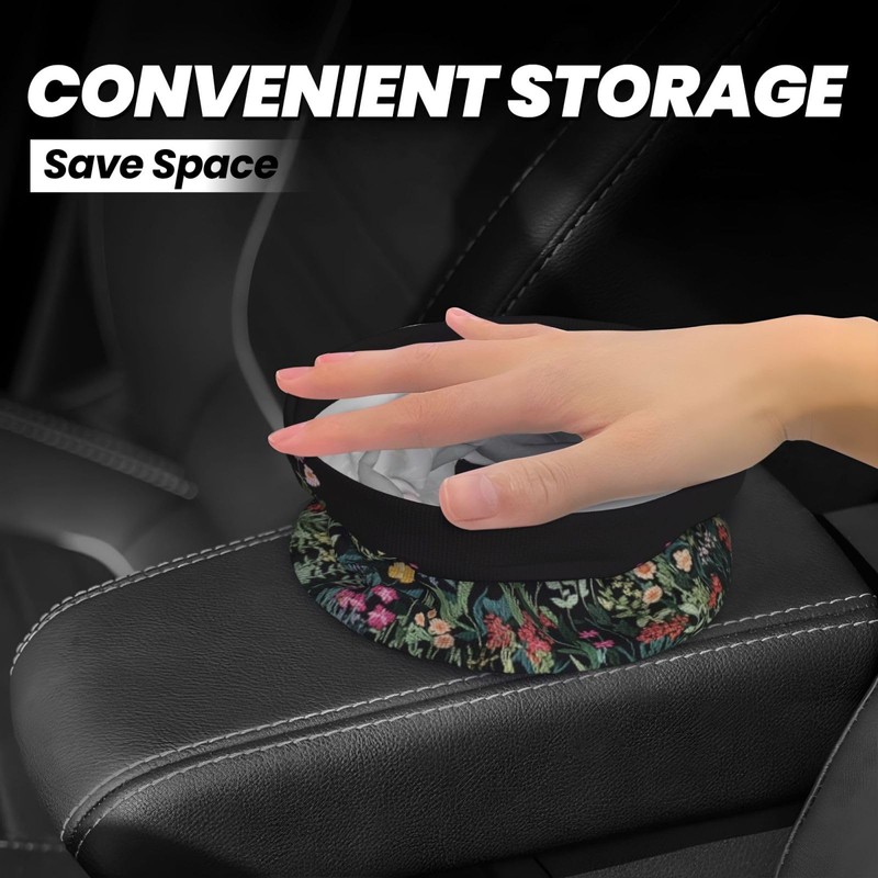 Car Trash Can Hanging, Wildflower Plant Waterproof Auto Garbage Bin
