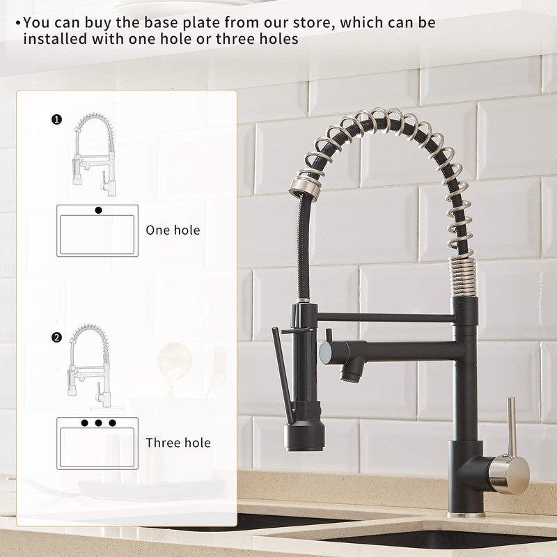 AIMADI Kitchen Sink Faucet,Black Kitchen Faucets with Pull Down Sprayer,Black