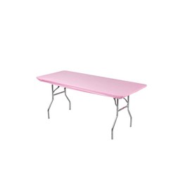 Kwik Covers 8' Rectangle Plastic Table Covers 30" x 96", Bundle of 5 (Pink)
