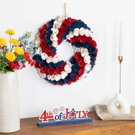 Northlight Americana Artificial Floral Wooden Wreath - 14.5"