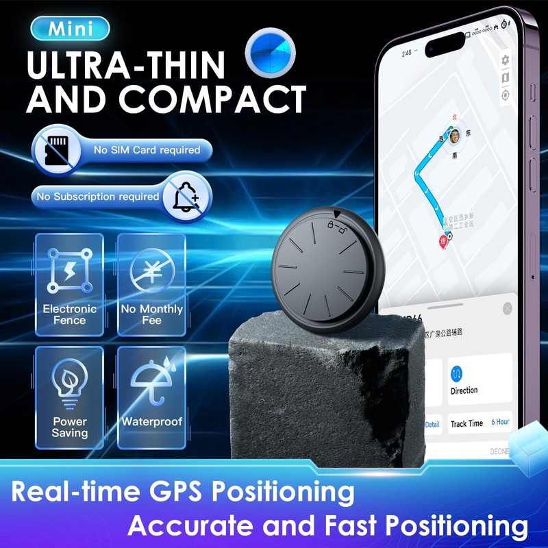1PCS Black GPS Tracker for Vehicles,Mini Hidden Car Tracker with