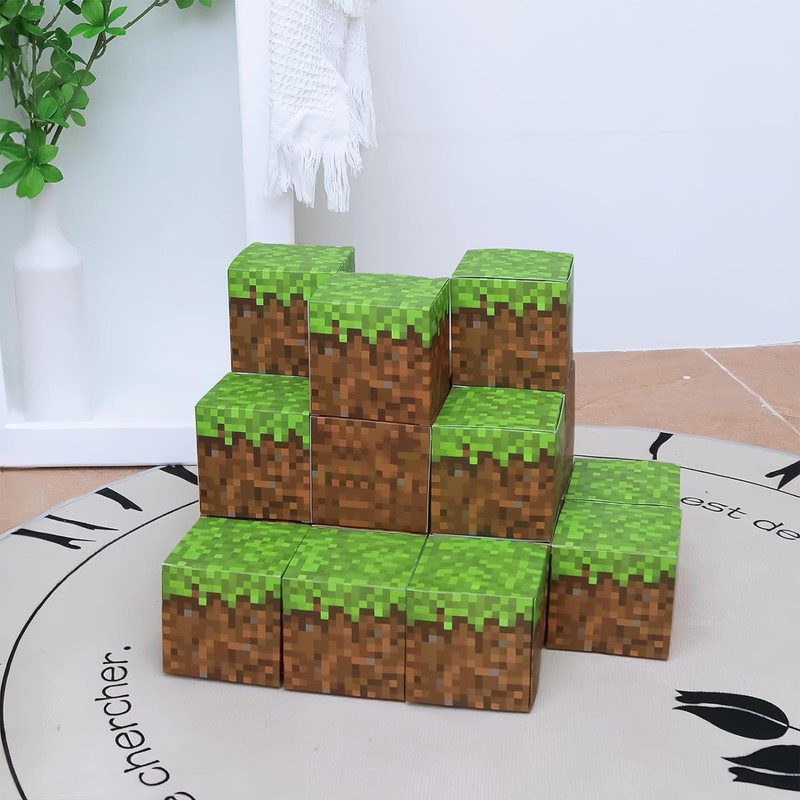 24 Pcs Pixel Paper Boxes, Video Game Party Decorations Supplies,