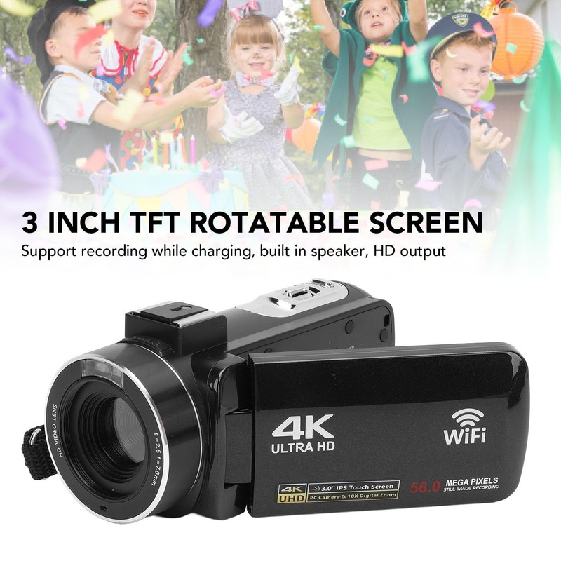 Camcorder Video Camera 4K Ultra 56MP with Night Vision, 18X