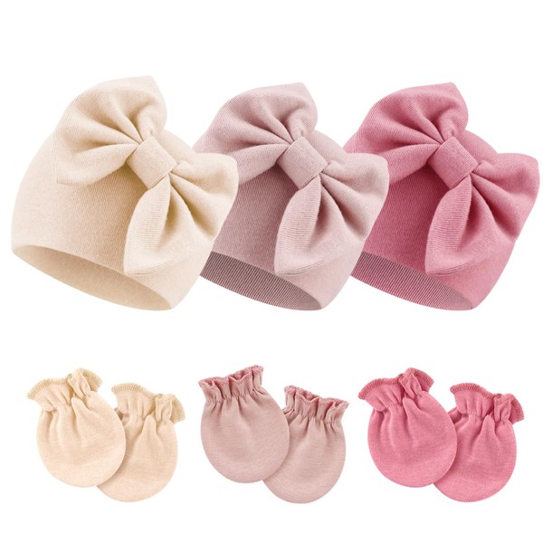 BQUBO Newborn Baby Hospital Hats Beanie Bow Infant Caps Baby