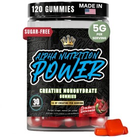 Creatine Monohydrate Gummies 5g - Strawberry-Watermelon Flavored Creatine for Men and Women - Supplement for Lean Muscle Gain, Energy, Pre and Post Workout, Focus & Cognition, Recovery, (120 Gummies)