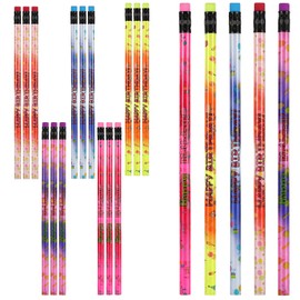 Happy Birthday Pencils for Students Kids Color Changing Pencil Birthday Pencils with Top Erasers Teacher Reward Pencils and Erasers Assorted Color Thermochromic Pencils for Kids Party (30 Pieces)