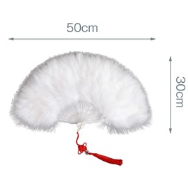 LOYELEY Fan, Feather Fan, Julie Fan, Dance Fan, Juliana Feather Fan, Dance, Luxury, Fluffy, Party, Dance, Disco, Bubble, Halloween, Cosplay, Stage Prop, Wedding, Cultural Festival, Performance (White)