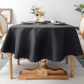 YZKITM Oval Black Tablecloth 60 x 84 Inch Polyester Fabric Washable Table Cloth Decorative Solid Color Wrinkle Resistant Table Cover for Dining Party Wedding Camping