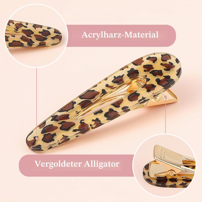 Mabor 4 Pieces Leopard Print Hair Clips Women 2 Styles