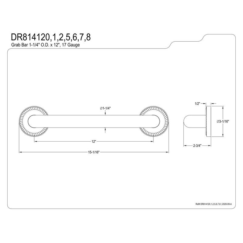 Kingston Brass DR814122 Designer Trimscape Laurel Decor 12-Inch Grab Bar