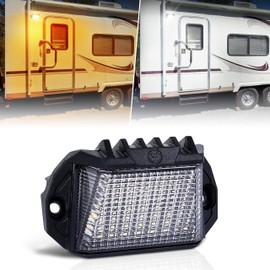 HOYUZA RV Exterior Light, 1300LM LED RV Exterior Porch Utility Light White/Amber Light Waterproof RV Porch Light Replacement Kits for RV Trailers Campers Motorhome Travel Campers 1 PCS