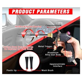GZ-KJM Air Blow Gun Car Interior Cleaning Gun High Pressure Car Detailing Cleaning Tool with Nozzle and Auto Detailing Dusting Brush for Quickly Blasts Dirt and Dust from Surface