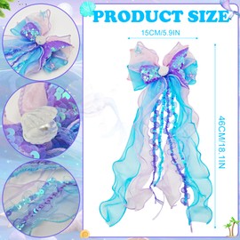 Ourdort Mermaid School Cone Bow, Sugar Cones, First Day of School Decoration (40 cm Purple)