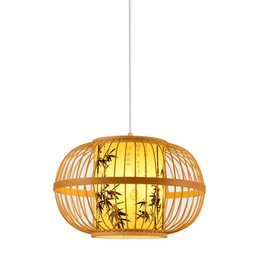 Traditional Woven Pendant Light 111V~240V Hand Woven Bamboo Pendant Light for Home Teahouses