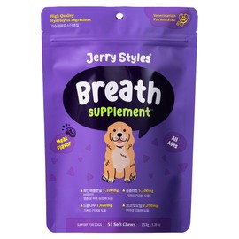Animal Hospital Dog Bronchial Respiratory Nutrients Jerry Styles Breath Pouch 51 Chews, 51 Servings, Respiratory Trachea, 1 Piece / 동물병원 강아지 기관지 호흡기 영양제 제리스타일스 브레스 파우치 51chews, 51회분, 호흡기기관지, 1개