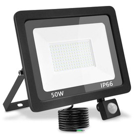 treoir LED Outdoor Spotlight with Motion Sensor 50 W, Super Bright 5000 LM LED Outdoor Spotlight 3500 K LED Floodlight IP66 Waterproof LED Headlight for Garden, Garage, Yard (Warm White, 50 W)