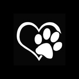 Pet Love Heart Paw Decal Vinyl Sticker Makarios LLC |Cars Trucks Vans Walls Laptop MKR| White |4.5 x 5.5 in|MKR077
