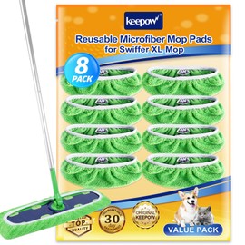 KEEPOW 8 Pack Reusable Mop Refill Pads Replacement Compatible with Swiffer XL Wet Pads Refills,Wet Pads Refill XL for Hardwood Floor Cleaning